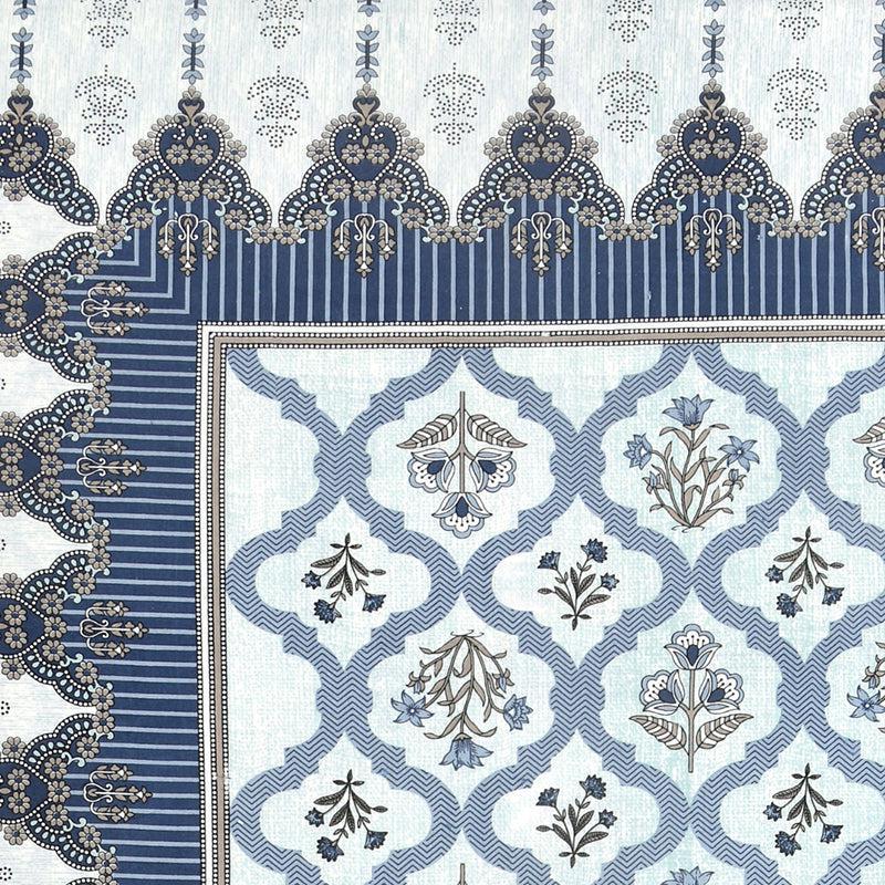 Meadow Memories Floral Cotton  Bedsheet (Blue) - 140 TC media 3