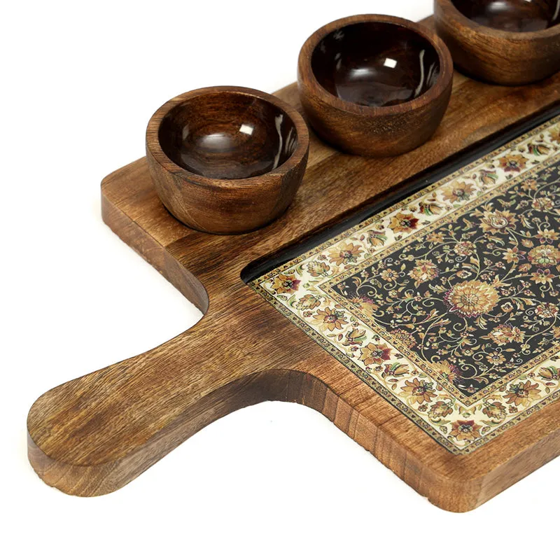 Mughal Glory Mango Wood Platter - Four Piece Set media 4