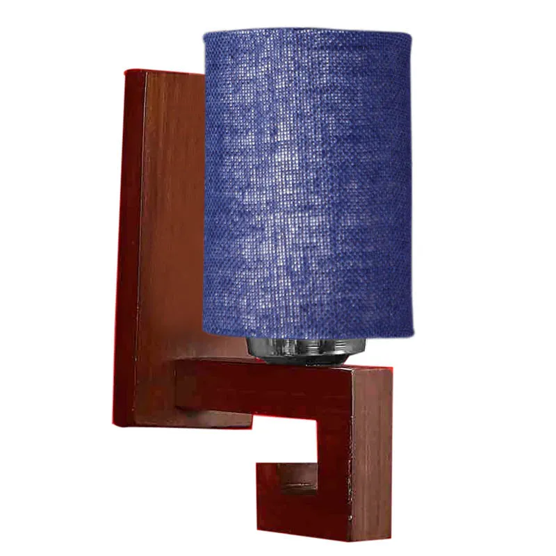 Cerulean Cylindrical Wooden Wall Lamp media 4