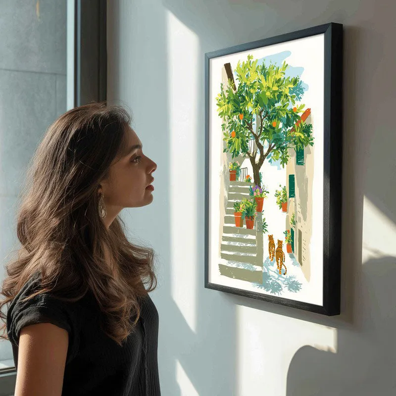 Garden Path Canvas Wall Painting - Black Frame media 5