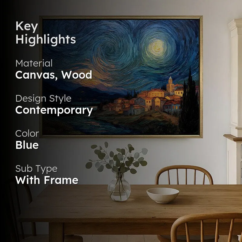 Nightscape Canvas Wall Painting With Frame media 2