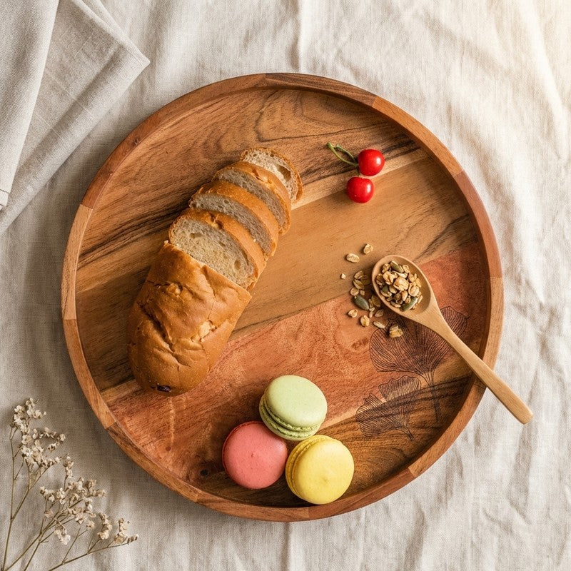 Artistry Printed Wood Rotating Serving Platter