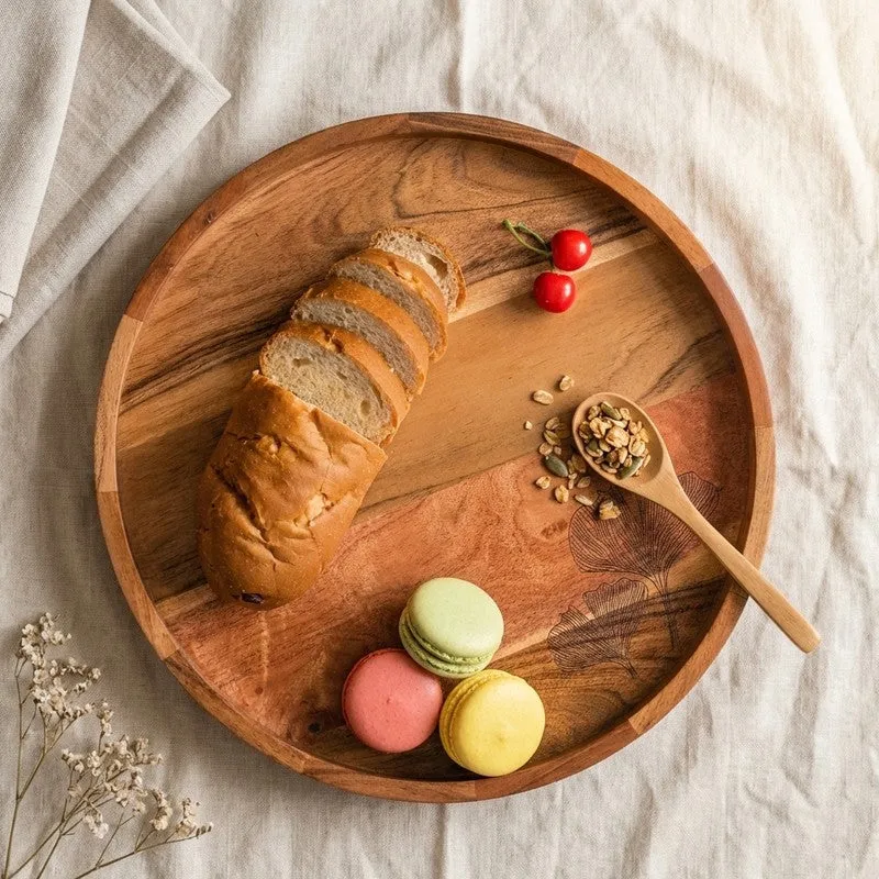 Artistry Printed Wood Rotating Serving Platter media 1