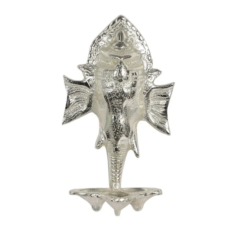 Ganesh Wall Hanging Diya - Silver media 4