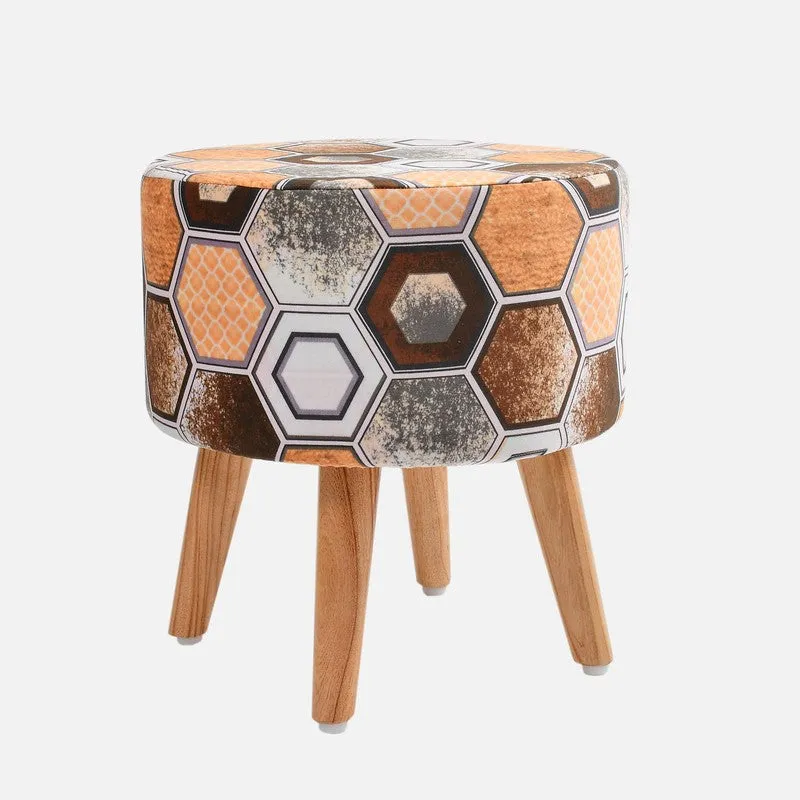 Rustic Geometric Velvet Ottoman - Multicolor media 3