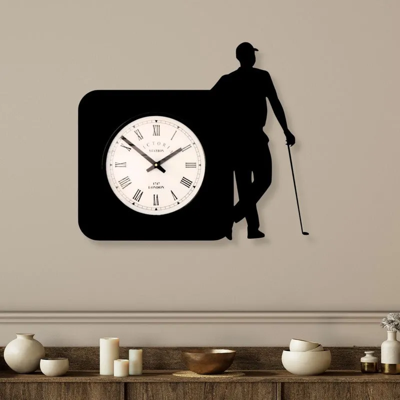 Golf Steel Analog Wall Clock - Black media 1