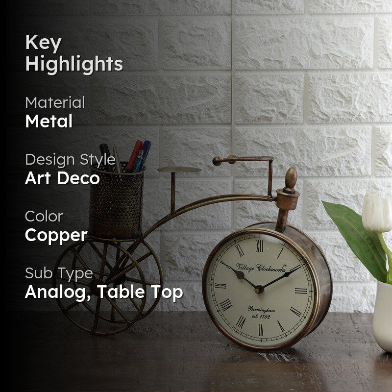 Vintage Cycle Charm Metal Table Clock media 2