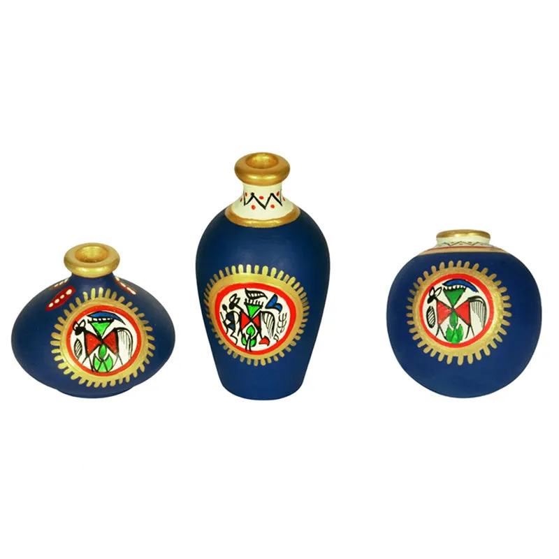 Jal Handpainted Terracotta Vase - Three Piece Set media 4