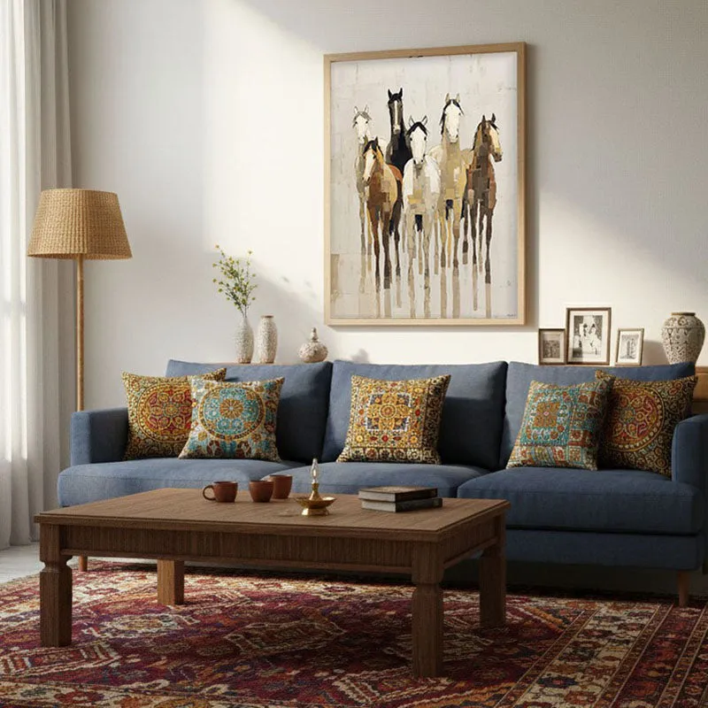 Flowing Horse Wall Painting With Brown Frame media 3