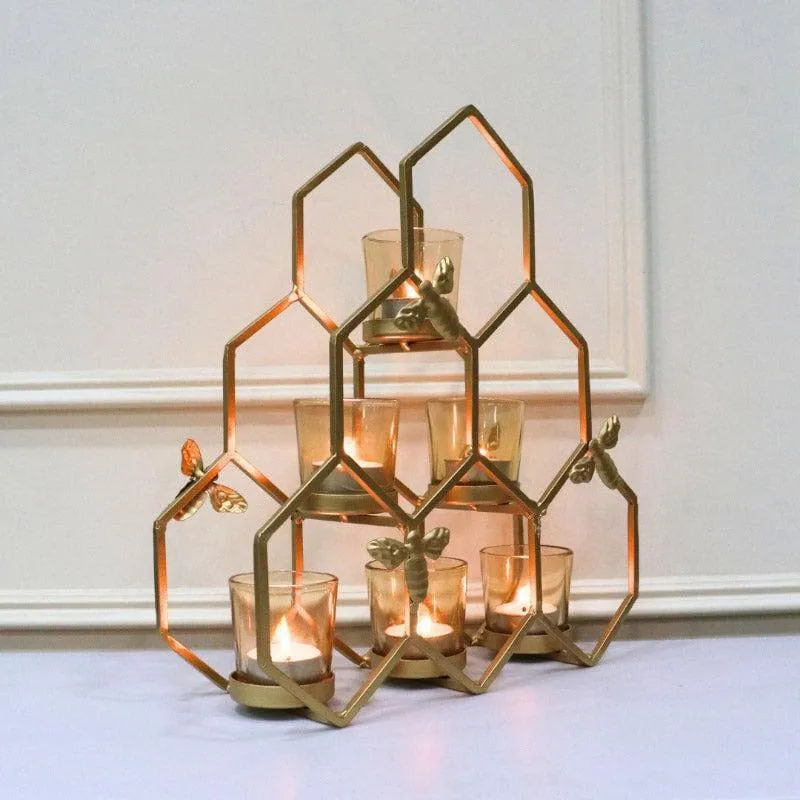Kailan Pyramid Tealight Holder - Gold media 4