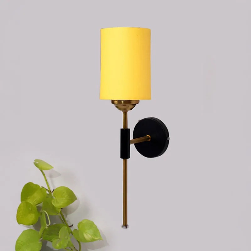 Beryll Cylindrical Steel & Cotton Wall Lamp - Yellow media 3