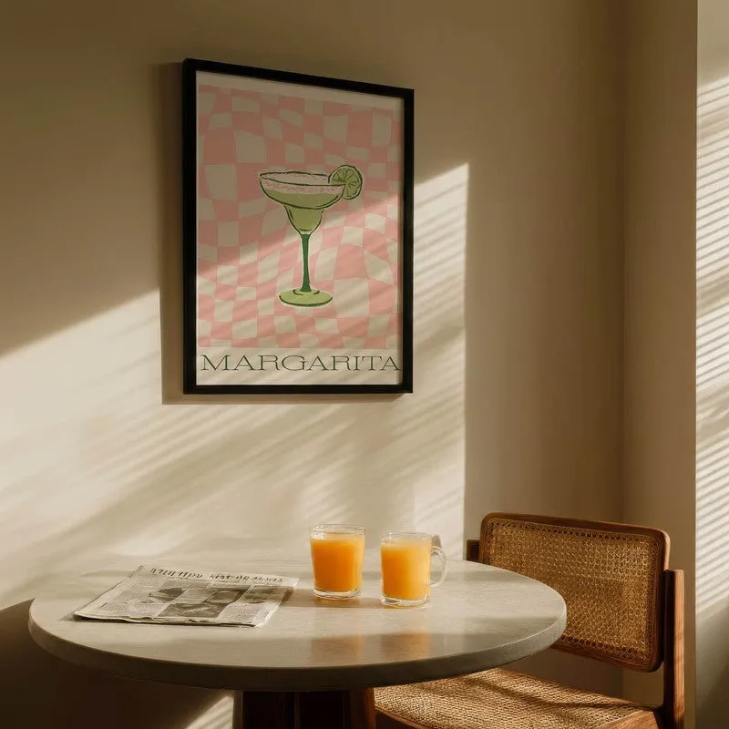 PinkCheck Margarita Archival Canvas Wall Art - Black media 5