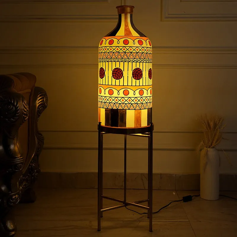 Aria Lumina Hand Painted Metal & Glass Floor Lamp media 1