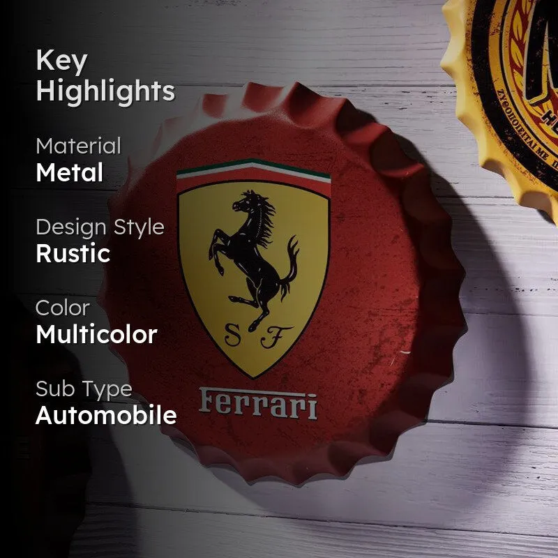 Ferrari Bottle Cap Metal Wall Accent media 2