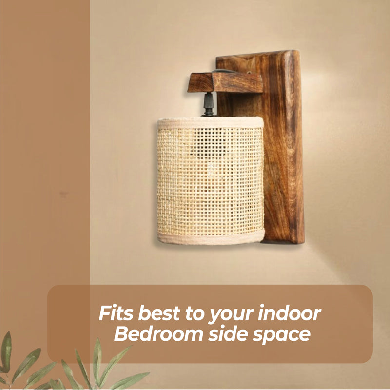Luma Ray Rattan & Mango Wood Wall Lamp media 6