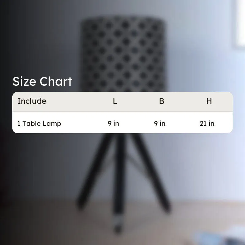 Tatami Fold Printed Tripod Mango Wood Table Lamp - White,Black media 6