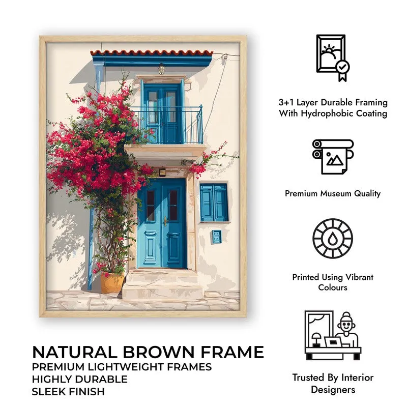 Santorini Canvas Wall Painting - Brown Frame media 10