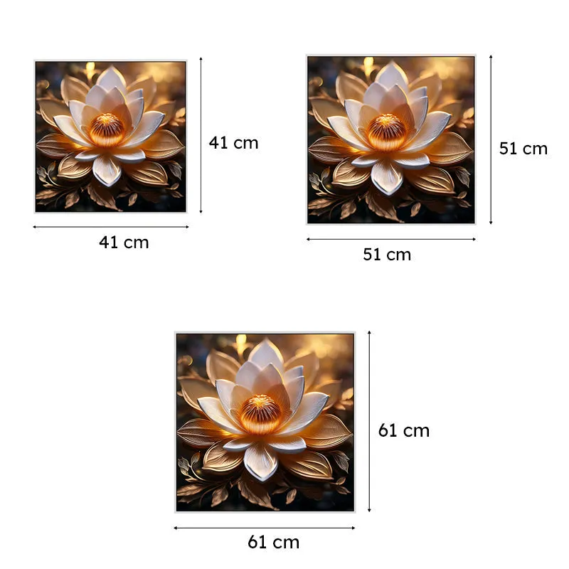 Gilded Padmam Canvas Wall Painting With Frame - White media 6