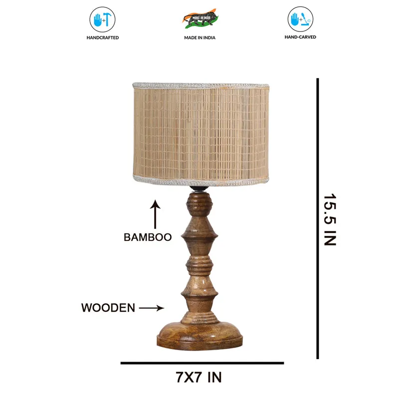 Bambouin Timber Wooden Table Lamp - Beige,Brown media 7