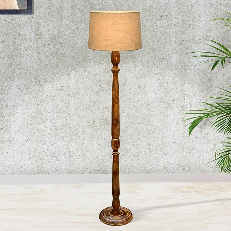 Elfin Serra Wooden Floor Lamp - Light Brown media 2