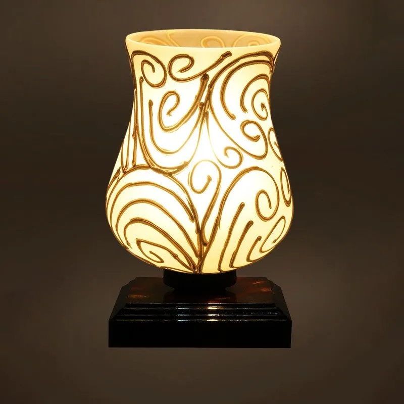 Spark Mosaic Glass Table Lamp - White & Gold media 7