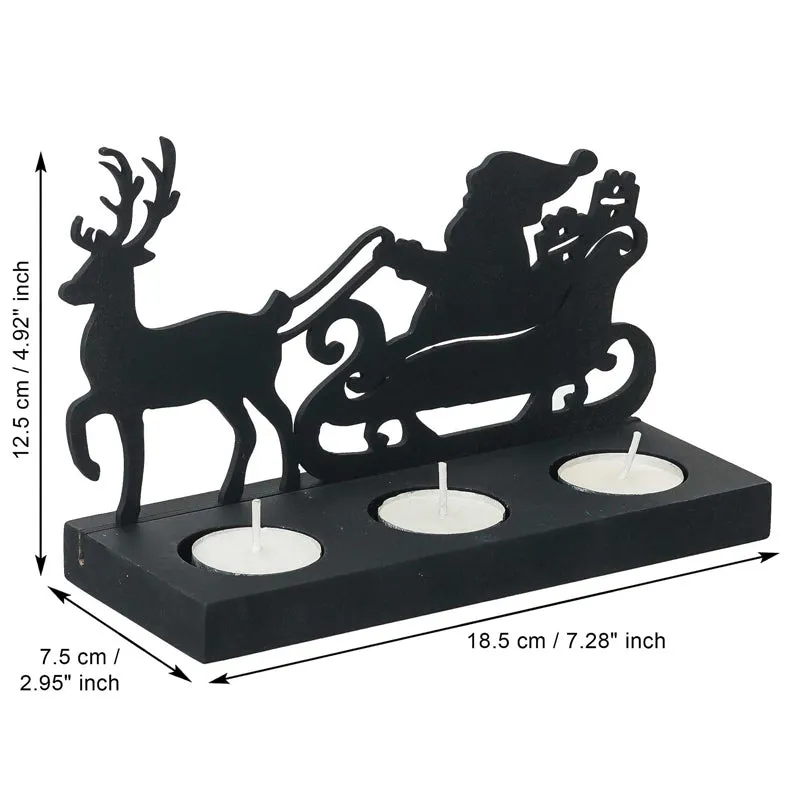 Sleigh Of Light Wood Christmas Tea Light Holder - Black media 8
