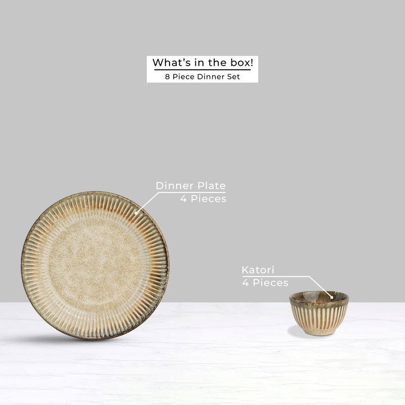 Mintora Beige Ceramic Dinner Set - 8 Piece Set media 4