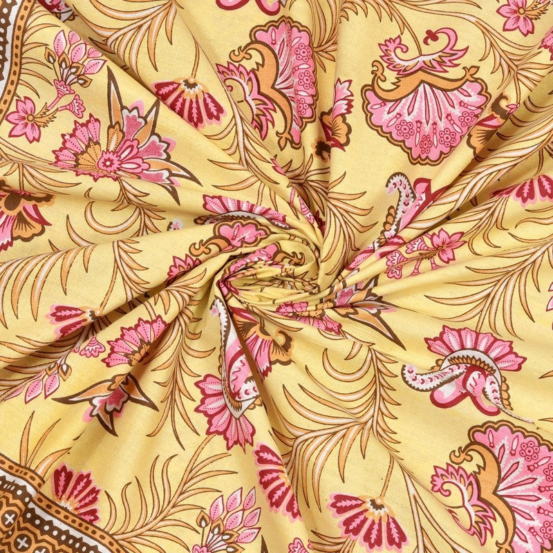 Bloomet Cotton Bedsheet (Yellow,Pink) - 240 TC media 5