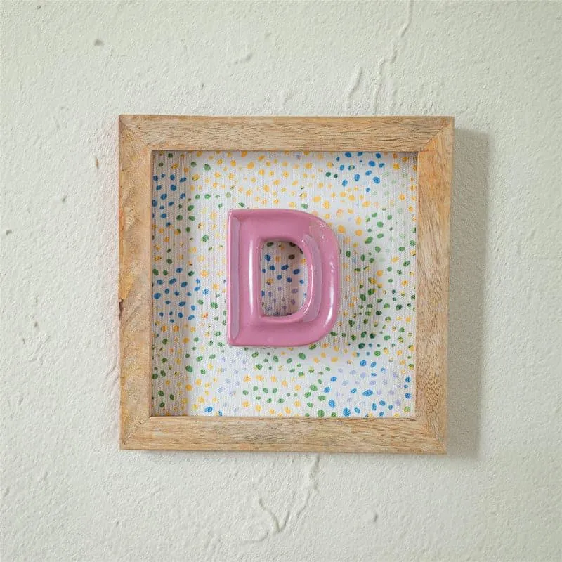 (D) Mini Mottled Mono Ceramic & Wooden Wall Accent - Pink media 1