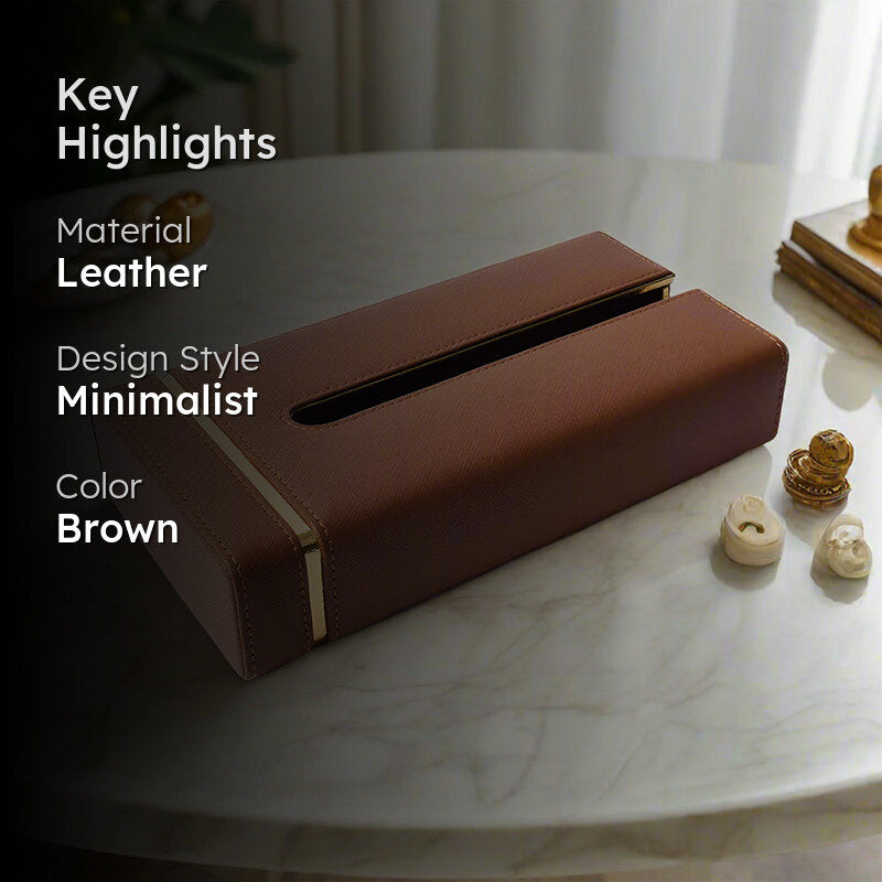 Ceastra Nuo Faux Leather Tissue Holder - Brown media 2
