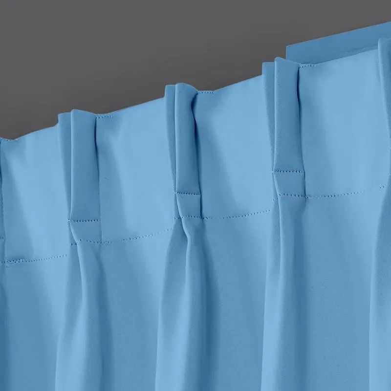 Noir Double Pinch Pleat Blackout Curtain - Sky Blue media 3