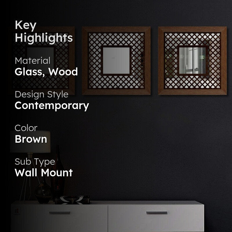 Gleamira Wall Mirror With Wooden Frame - Set Of Three media 2