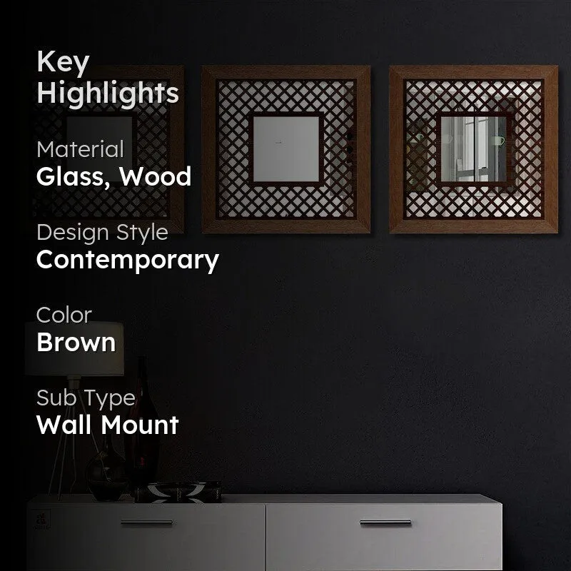 Gleamira Wall Mirror With Wooden Frame - Set Of Three media 2