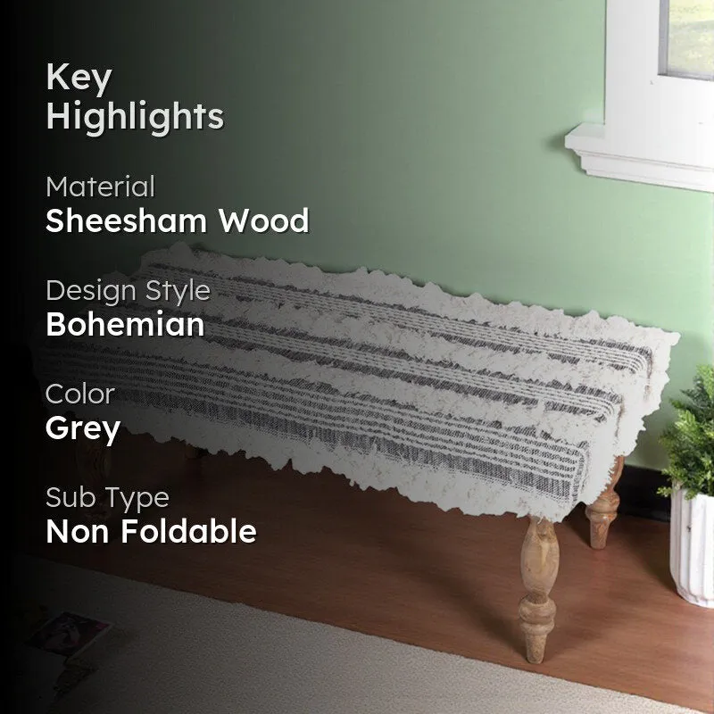 Cazro Sheesham Wooden Bench - Grey media 2