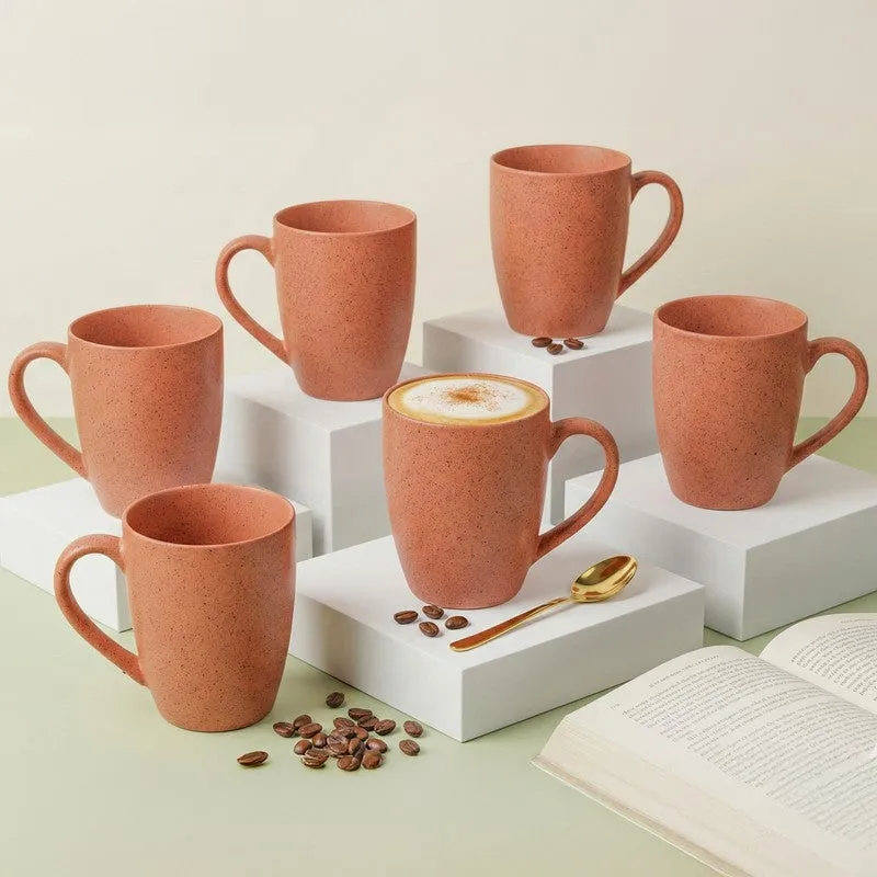 Sip & Style Ceramic Coffee Mug (Persian Orange/300 mL Each) - Set Of Six media 1