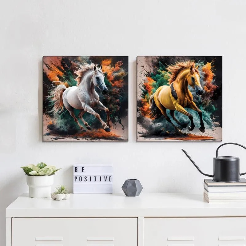 Grace Of The Mare Canvas Wall Painting - Set Of Two media 6