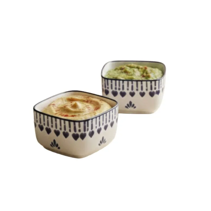 MonoServe Ceramic Dip Bowls (Blue,White ,40 mL Each) - Set Of Two media 3