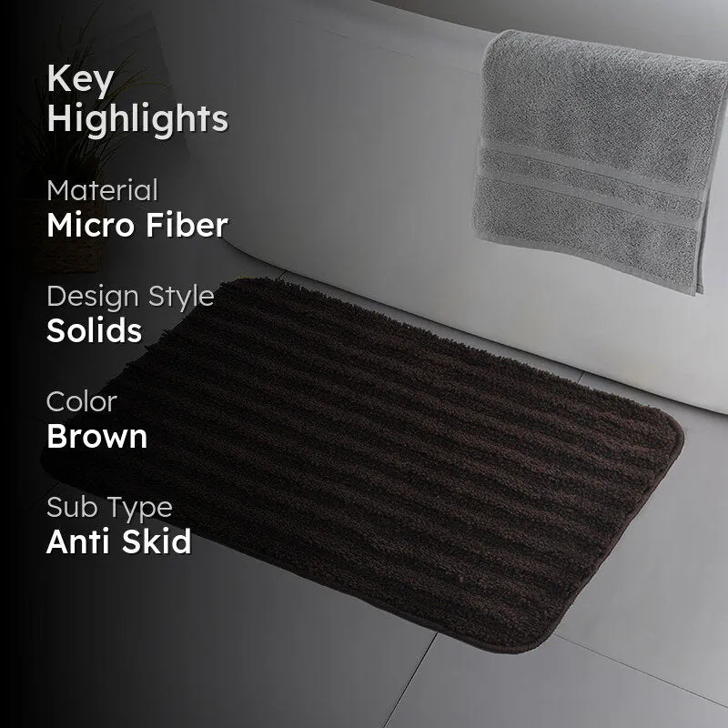 Joen Anti Skid Bath Mat (Brown) - Set Of Four media 2