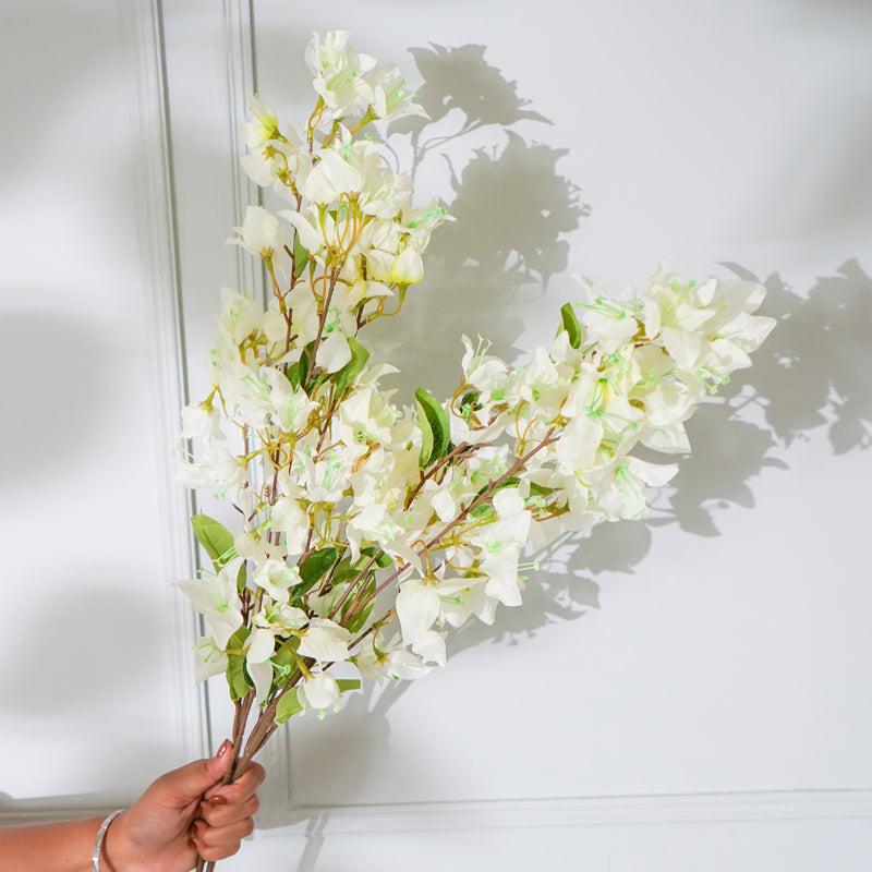 Faux White Bougainvillea Flower Stick (36 CM) - Set Of Two media 3