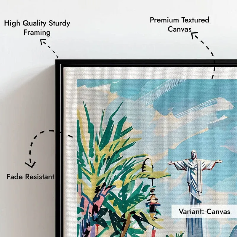 Vintage Rio De Janeiro  Framed Canvas Wall Painting media 7