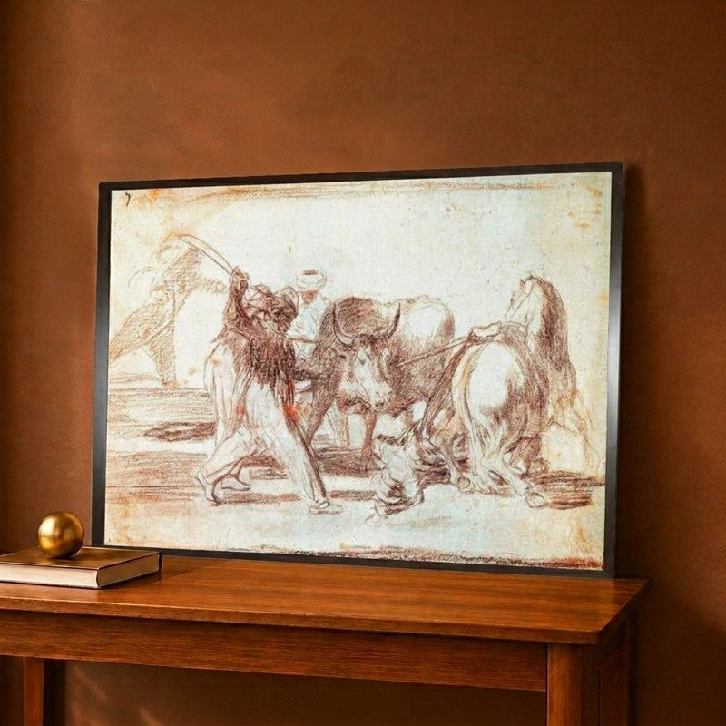 Bullfighting the Moors Who Resided in Spain Canvas Wall Painting - 18 x 12 Inches