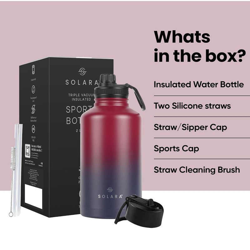 Solara Insulated Stainless Steel Bottle (2000 mL) - Blue & Red media 7