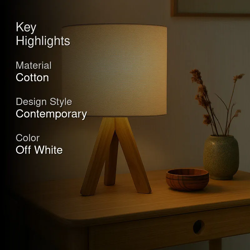 PixelHalo Boho Cotton Table Lamp - OffWhite,Brown media 2