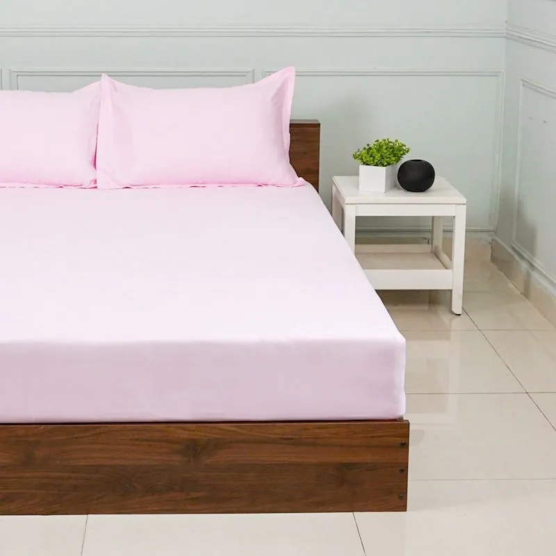 Baria Solid Cotton Bedsheet (Pink) - 200 TC media 4