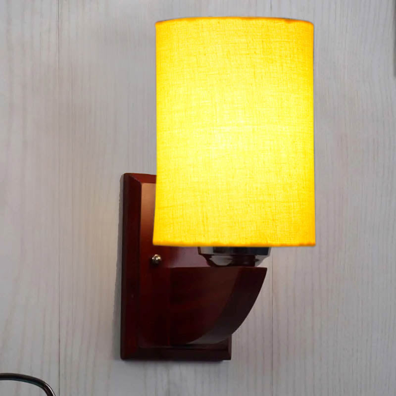 Tangerine Cylindrical Wooden Wall Lamp