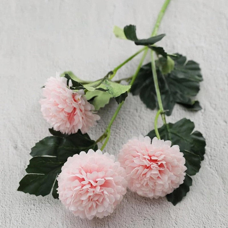Hortensia Chrysanthemum Silk Artificial Flower Sticks - Pink media 3