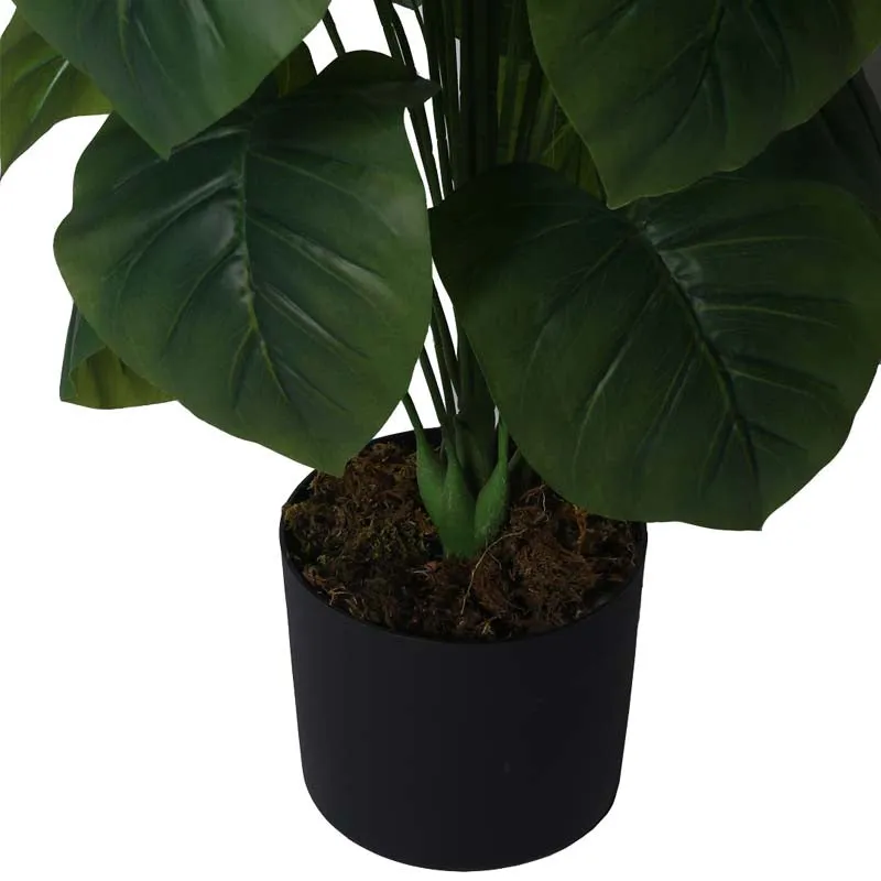 Faux Lush Rubber Plant With Black Plastic Pot - 3.3 Feet media 6