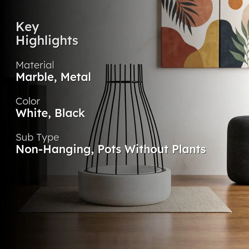 Black Dome Eartha Hand Crafted Marble Planter - White media 2