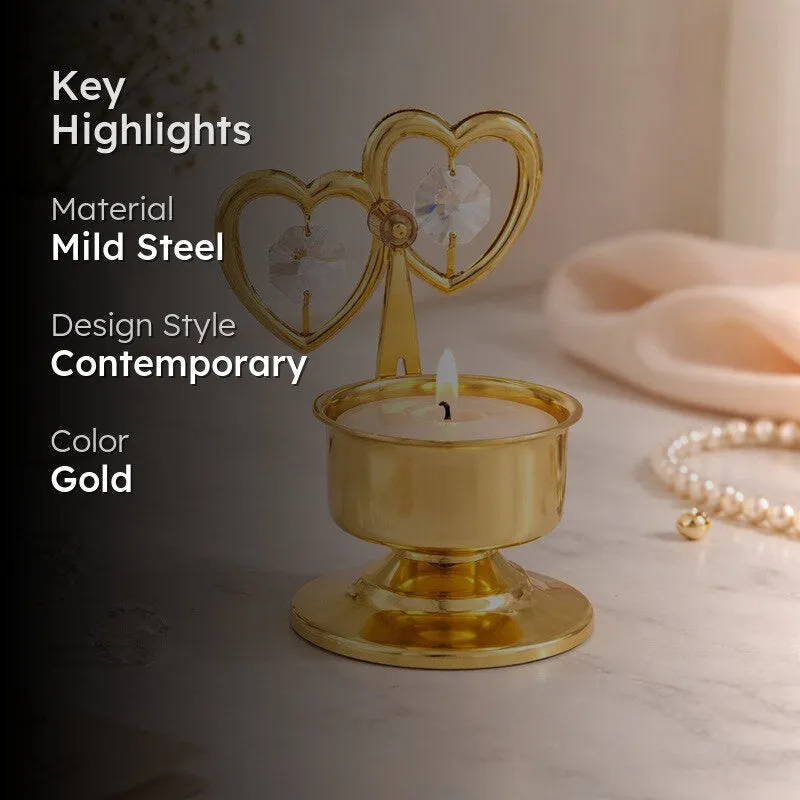 GoldenHeart 24K Gold Plated Mild Steel Candle Holder media 2