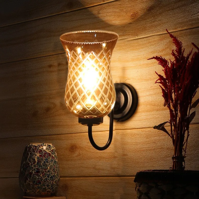 Honey Glow Arched Base Decorative Glass Wall Lamp media 5